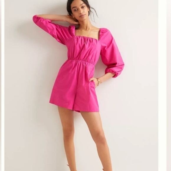 Anthropologie X Mare Mare hot pink puff sleeve romper size xs - Picture 1 of 6